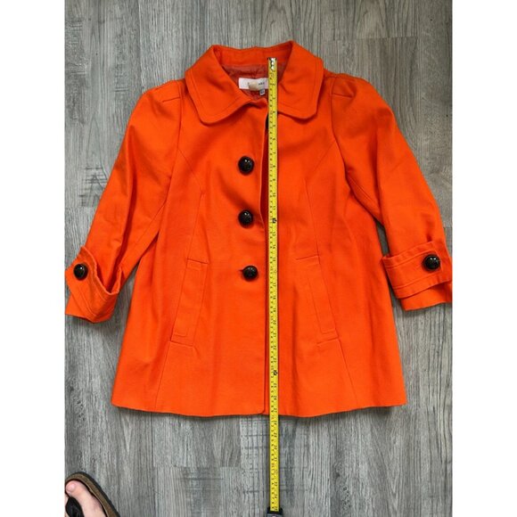 Zara Basic Women's Orange 3/4 Sleeve Button Front Swing Jacket Coat Size Medium - Picture 8 of 11